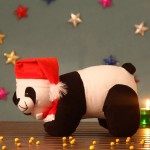 Black and White Panda Christmas Teddy Bear with santa cap and muffler